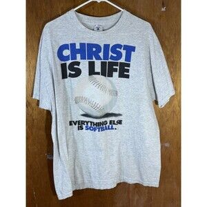 Vintage Christ Is Life Everything Else‎ Is Softball Jesus Shirt XL Delta